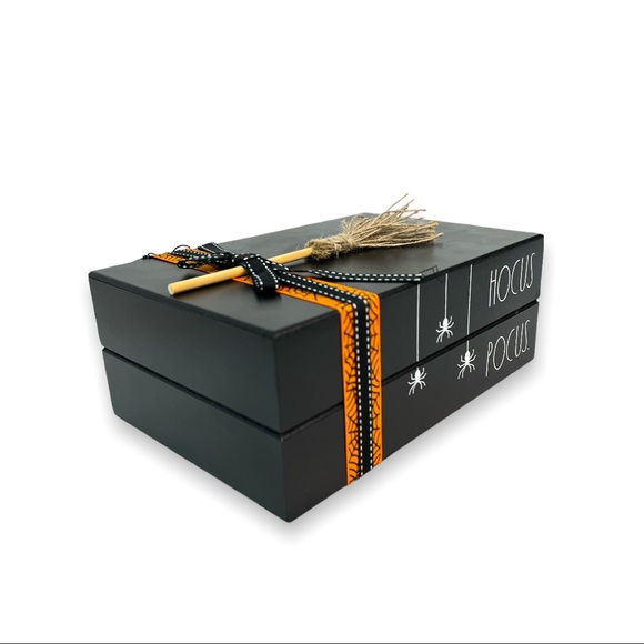 Rae Dunn Fall Decor Hocus Pocus Books with Witch Broom - Picture 3 of 5